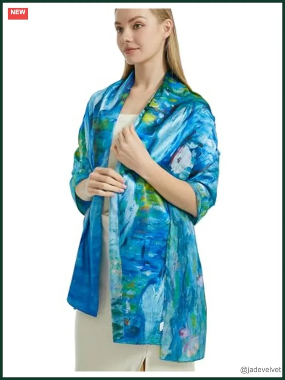 Women's Fashion Scarf Double Sided Floral Shawl Lightweight Polyester Satin Wrap